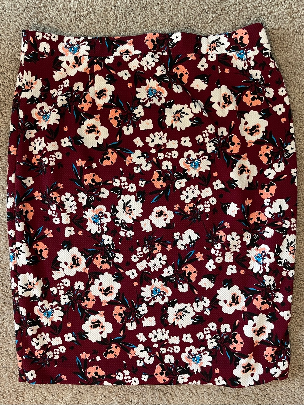 Pixley Burgundy Floral Pencil Skirt XL